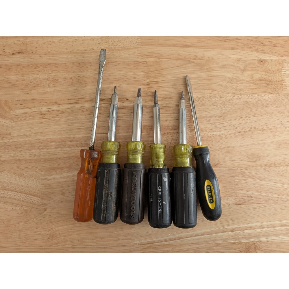 Craftsman, Stanley & Klein Tools Screwdriver Lot 6pc Multi-Bit